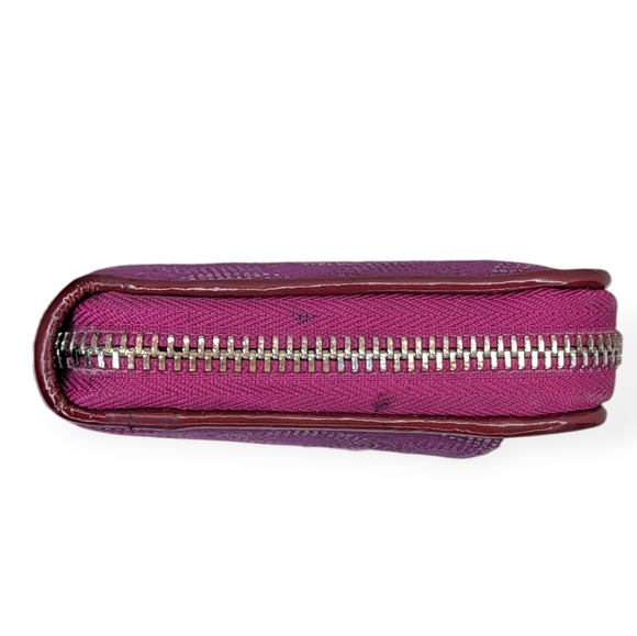 Coach Ashley Op Art Dotted Signature C Zip Around Accordion Wallet Purple Satin - Picture 7 of 16